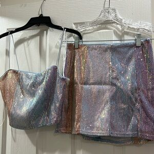 Pink Lily Play The Radio Sequin Stripe Set